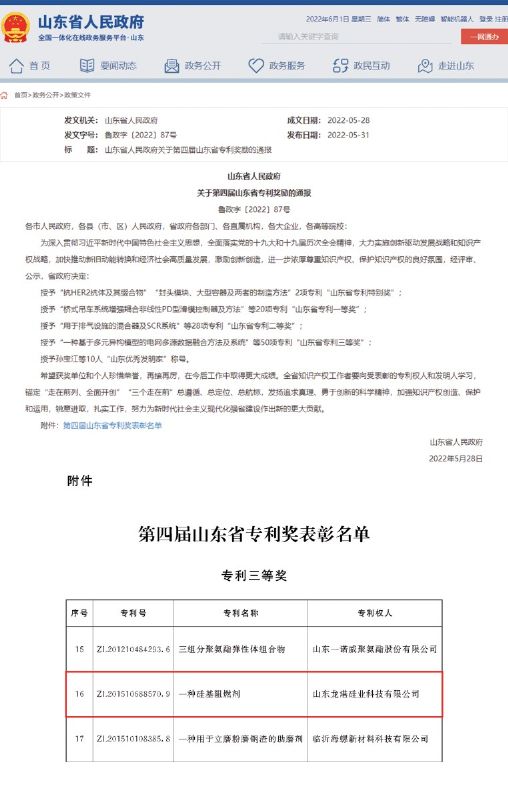 喜報(bào)｜龍港硅業(yè)又獲一項(xiàng)省級(jí)“硬核”獎(jiǎng)！